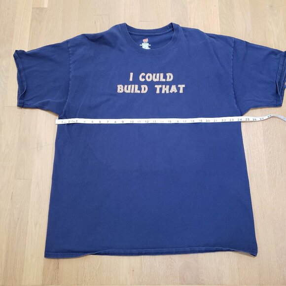 Woodworking T Shirt Mens 2XL Blue Short Sleeve I Could Build That Hanes Cotton - Picture 7 of 10